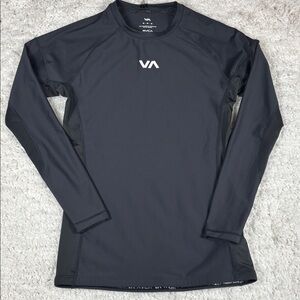 RVCA MEN'S SPORT LONG SLEEVE RASHGUARD, BLACK, SLIM FIT, SIZE MEDIUM